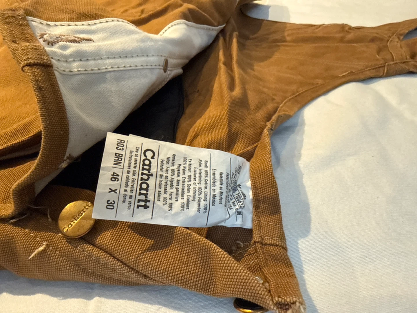 Carhartt Brown Duck Bib Overalls Size 46x30 - photo 4