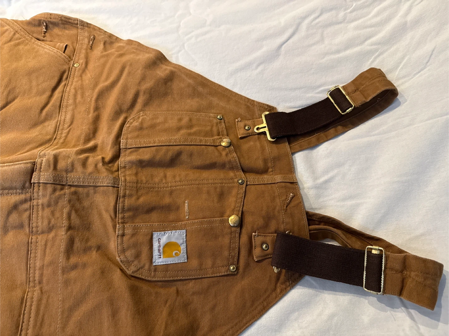 Carhartt Brown Duck Bib Overalls Size 46x30 - photo 2