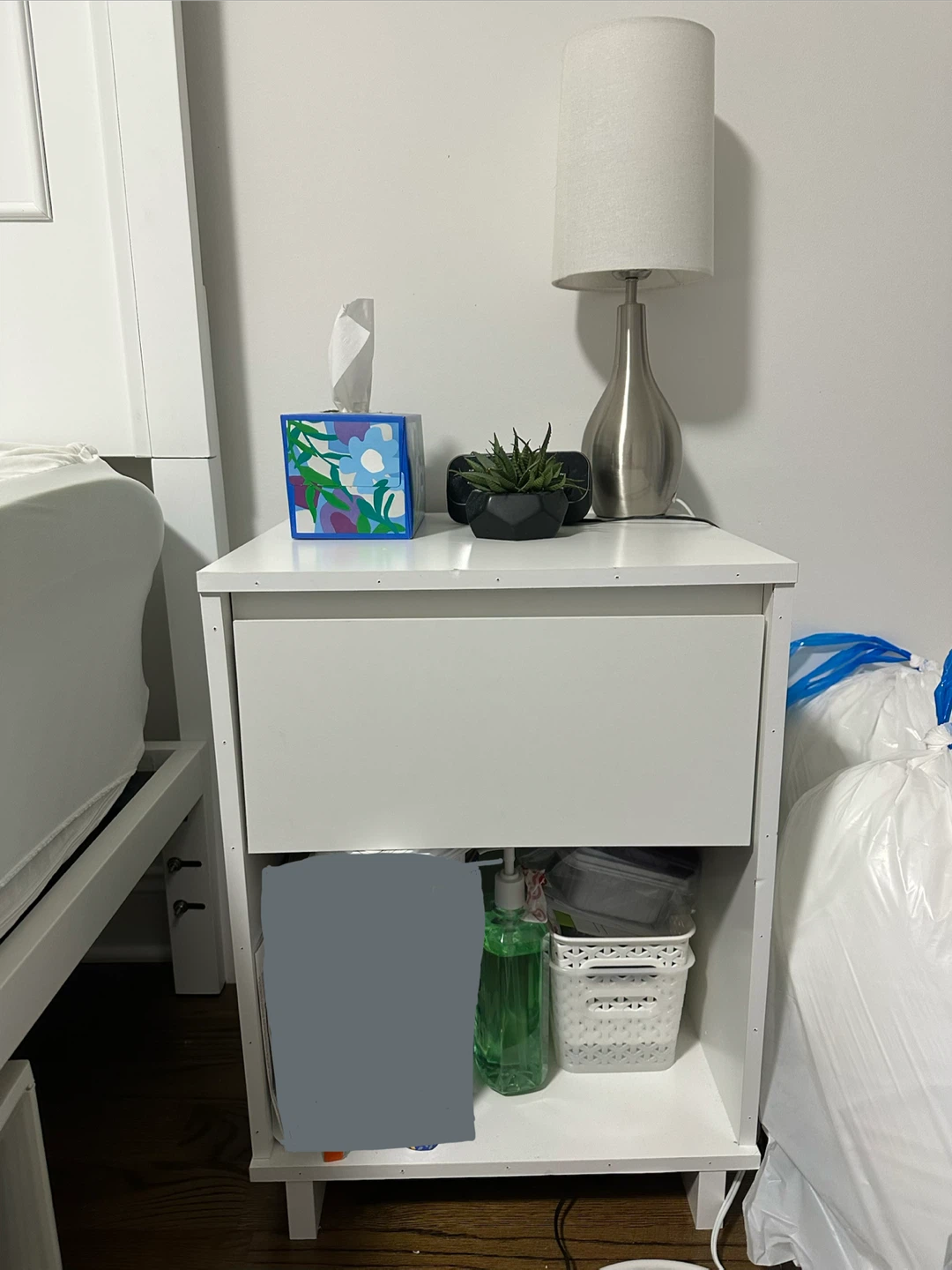 White Nightstand with Drawer
