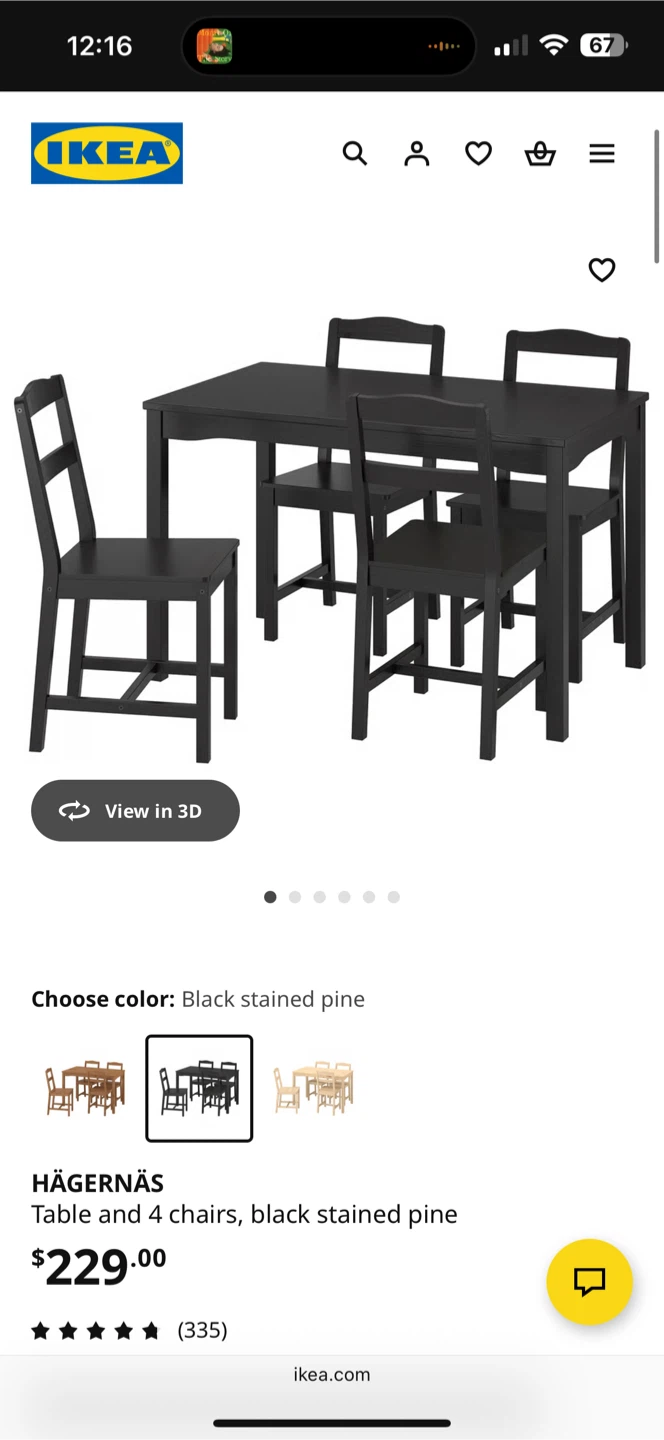 Black Wooden Dining Table with Chairs HÄGERNÄS - photo 4