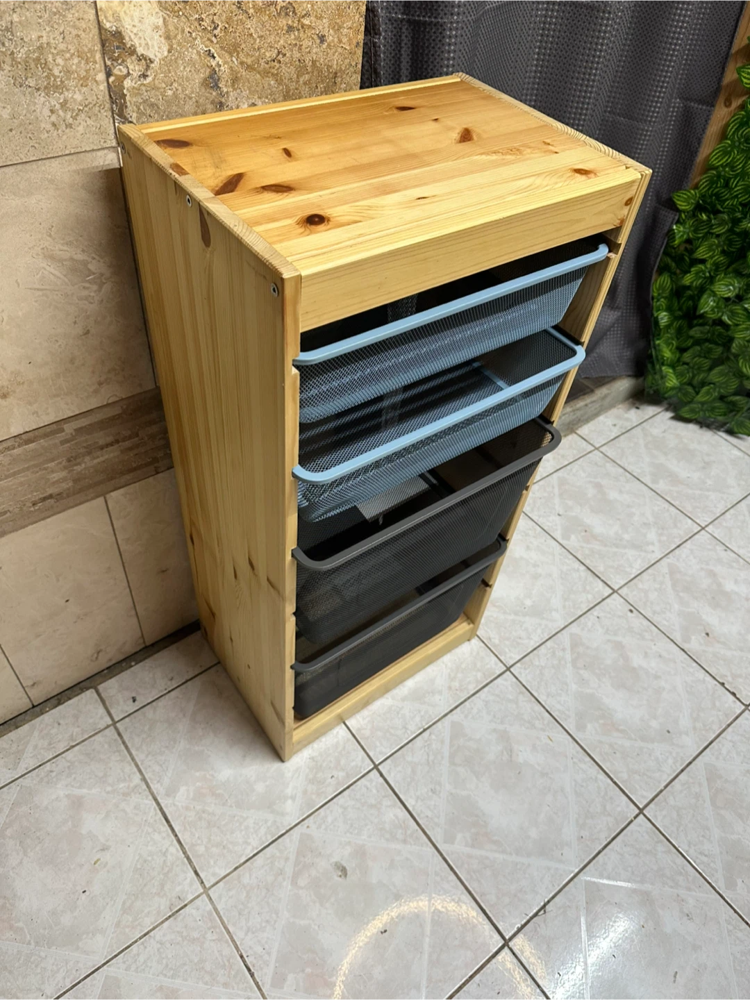 Wooden Organizer Shelf with 4 Mesh Drawers - photo 2