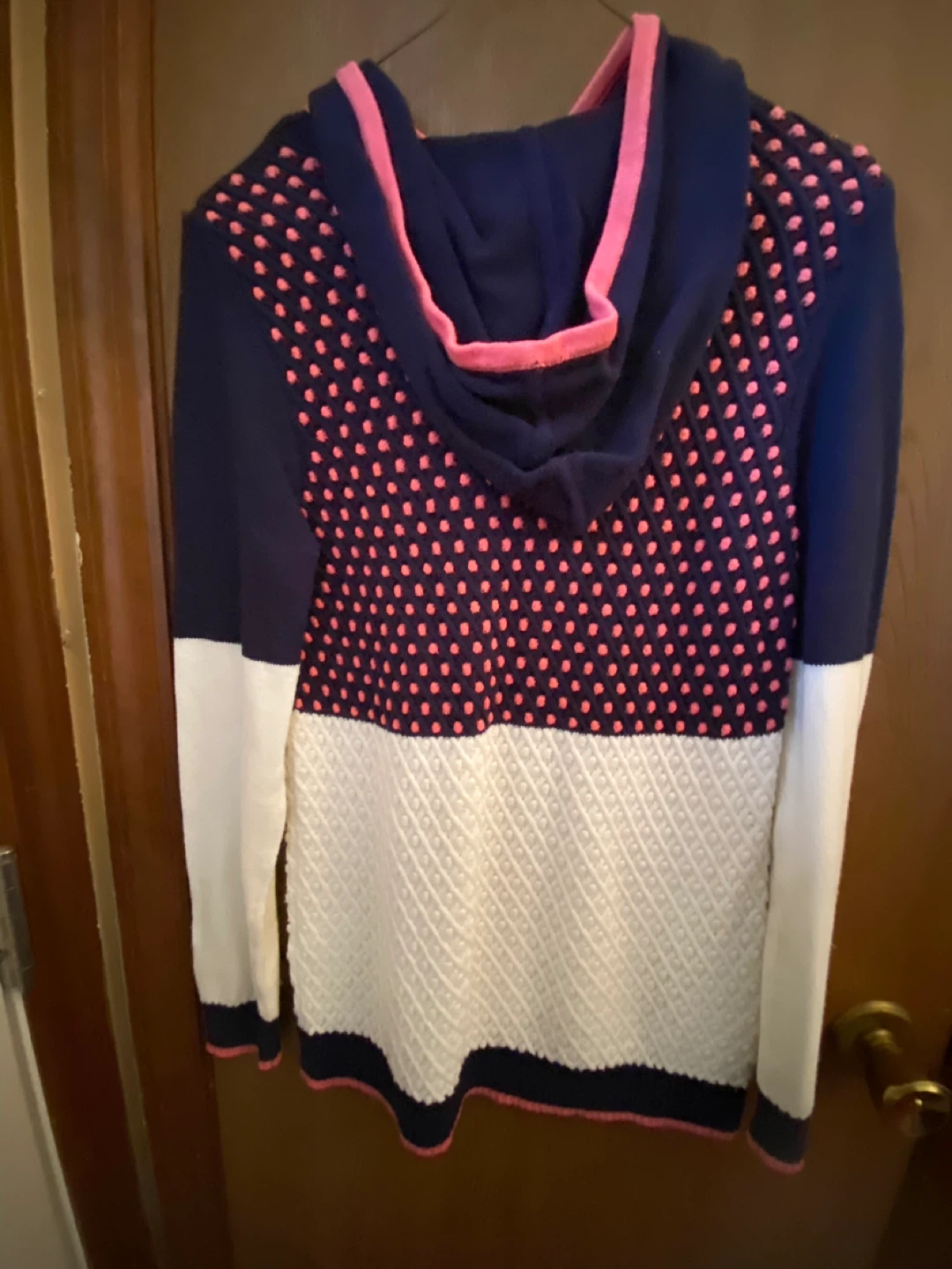 Charter Club Navy & Coral Hooded Sweater - Size M - photo 2