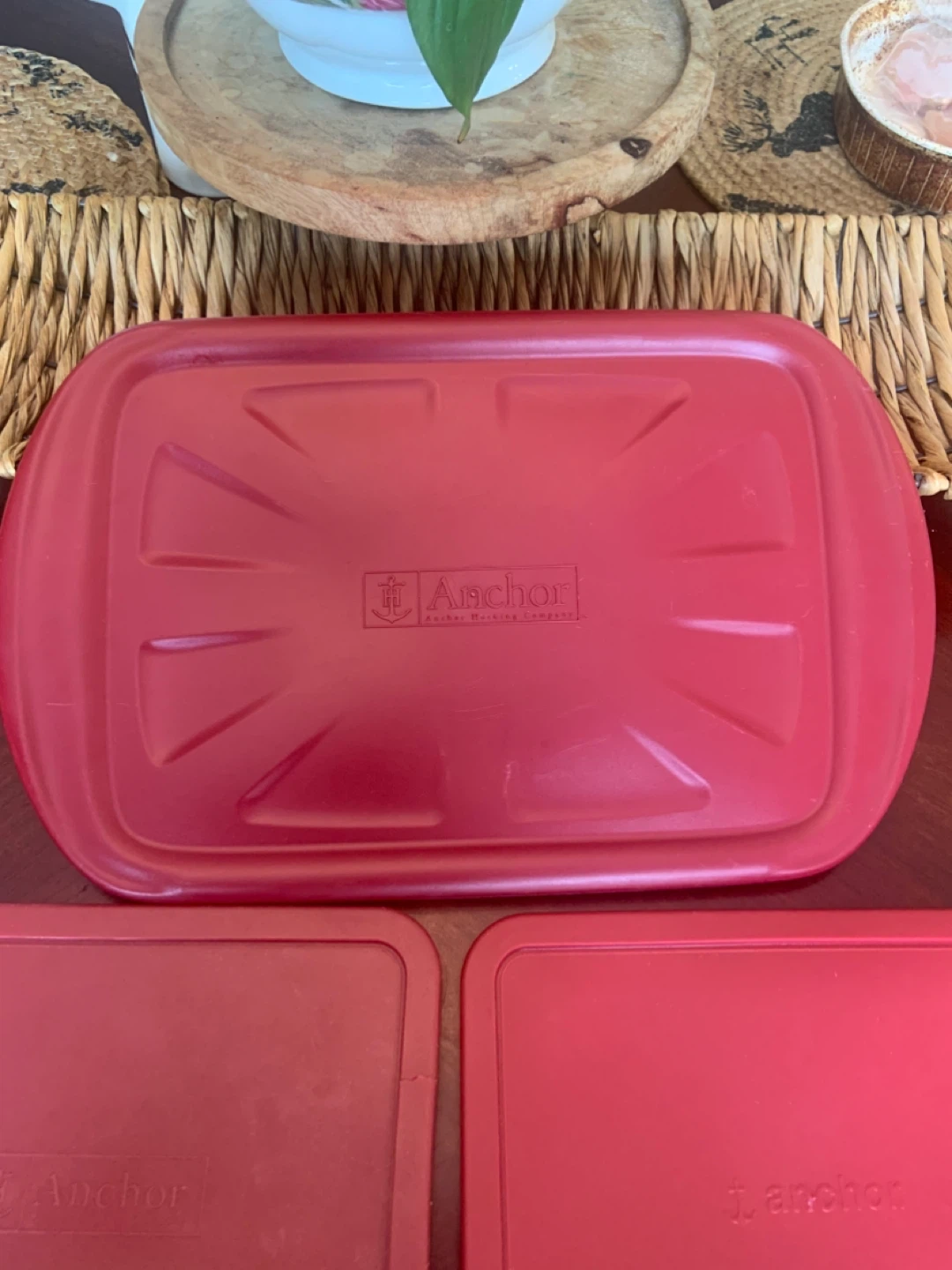 3 ANCHOR HOCKING 2.75 QT + 3QT  DISH LIDS ! SEE DESCRIPTION - photo 3
