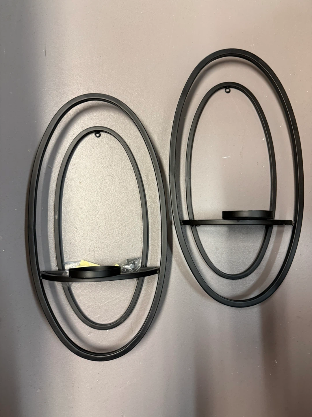 Set of 2 Black Metal Oval Wall Sconces