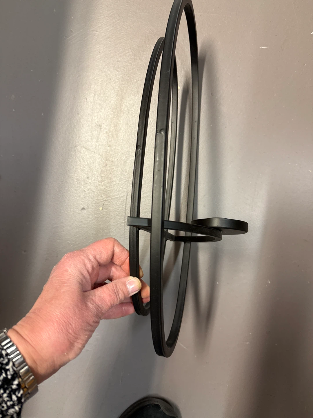 Set of 2 Black Metal Oval Wall Sconces - photo 2