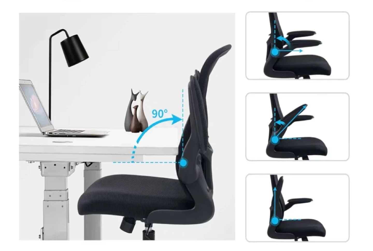 Black Mesh Office Chair with Adjustable Arms - photo 4