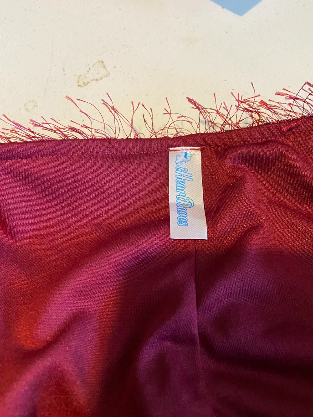 Heart&Doves Burgundy Faux Fur Fringe Shorts - Size L - photo 2