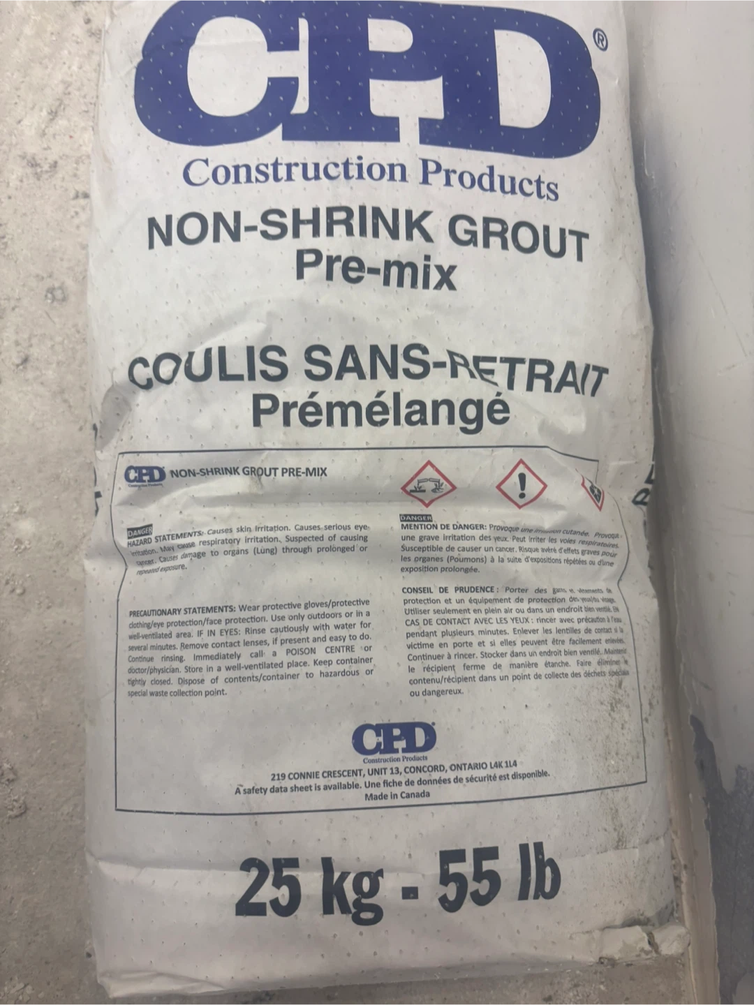 CPD Construction Products Non-Shrink Grout Pre-mix 25 kg