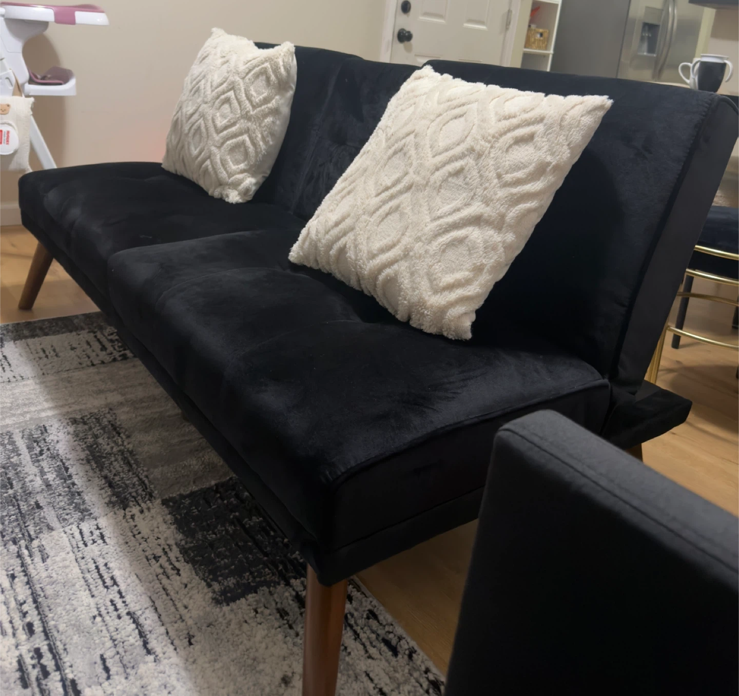 Black Velvet Futon Sofa - photo 2