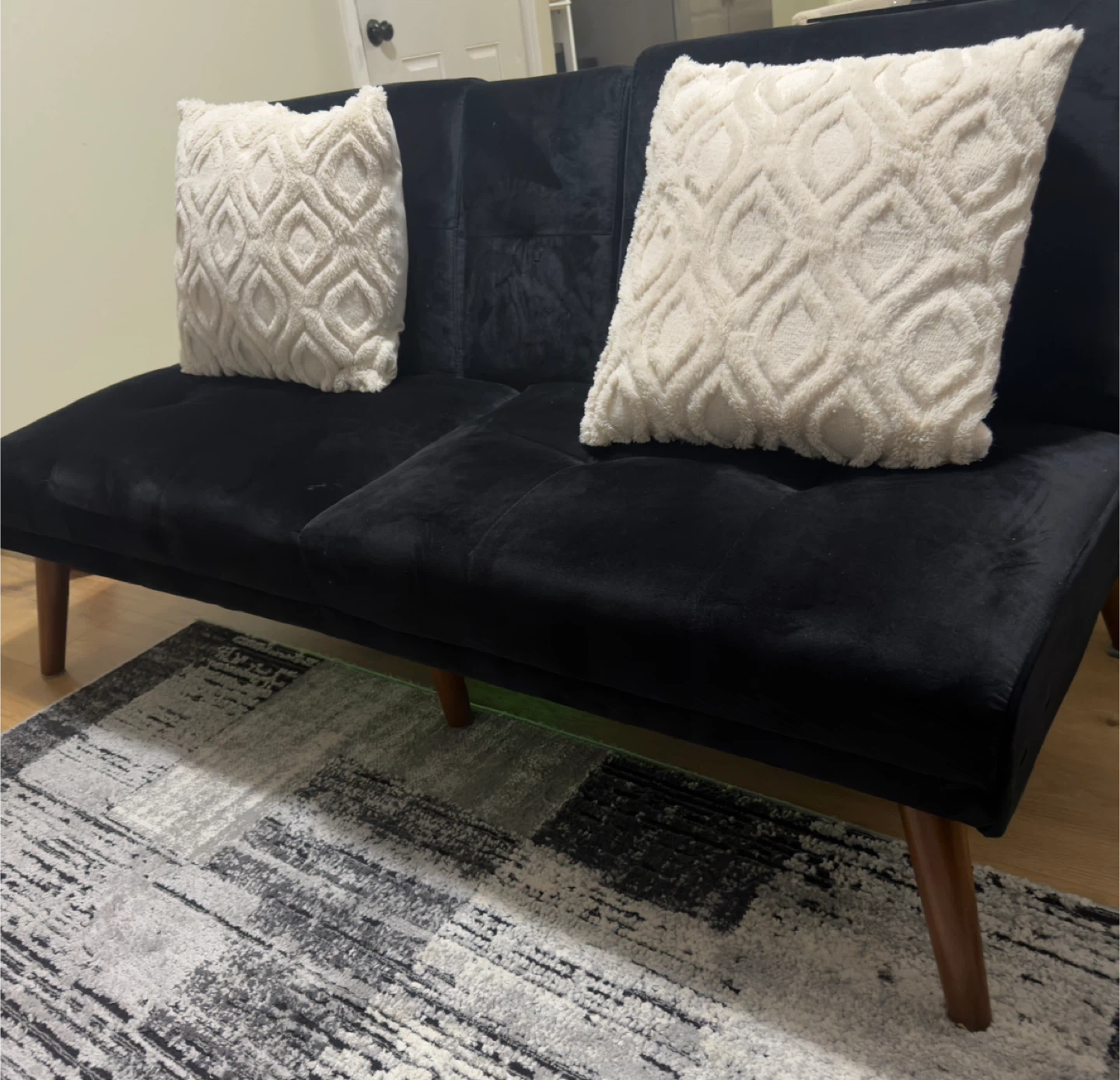 Black Velvet Futon Sofa