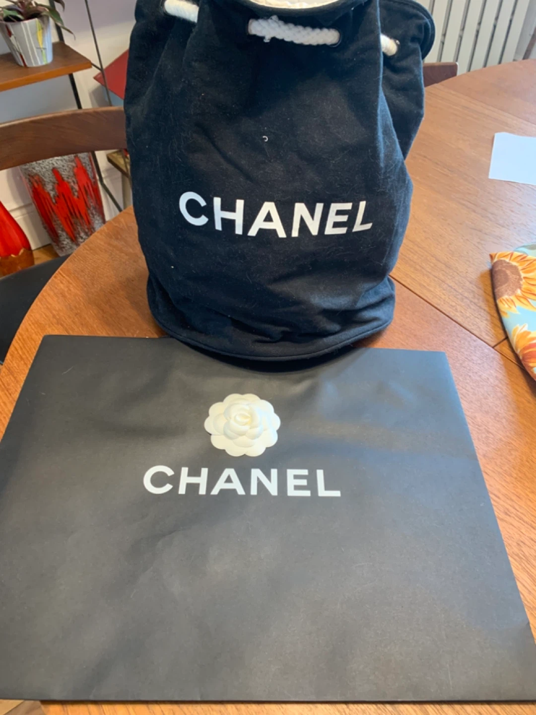 CHANEL Drawstring Beach Bag
