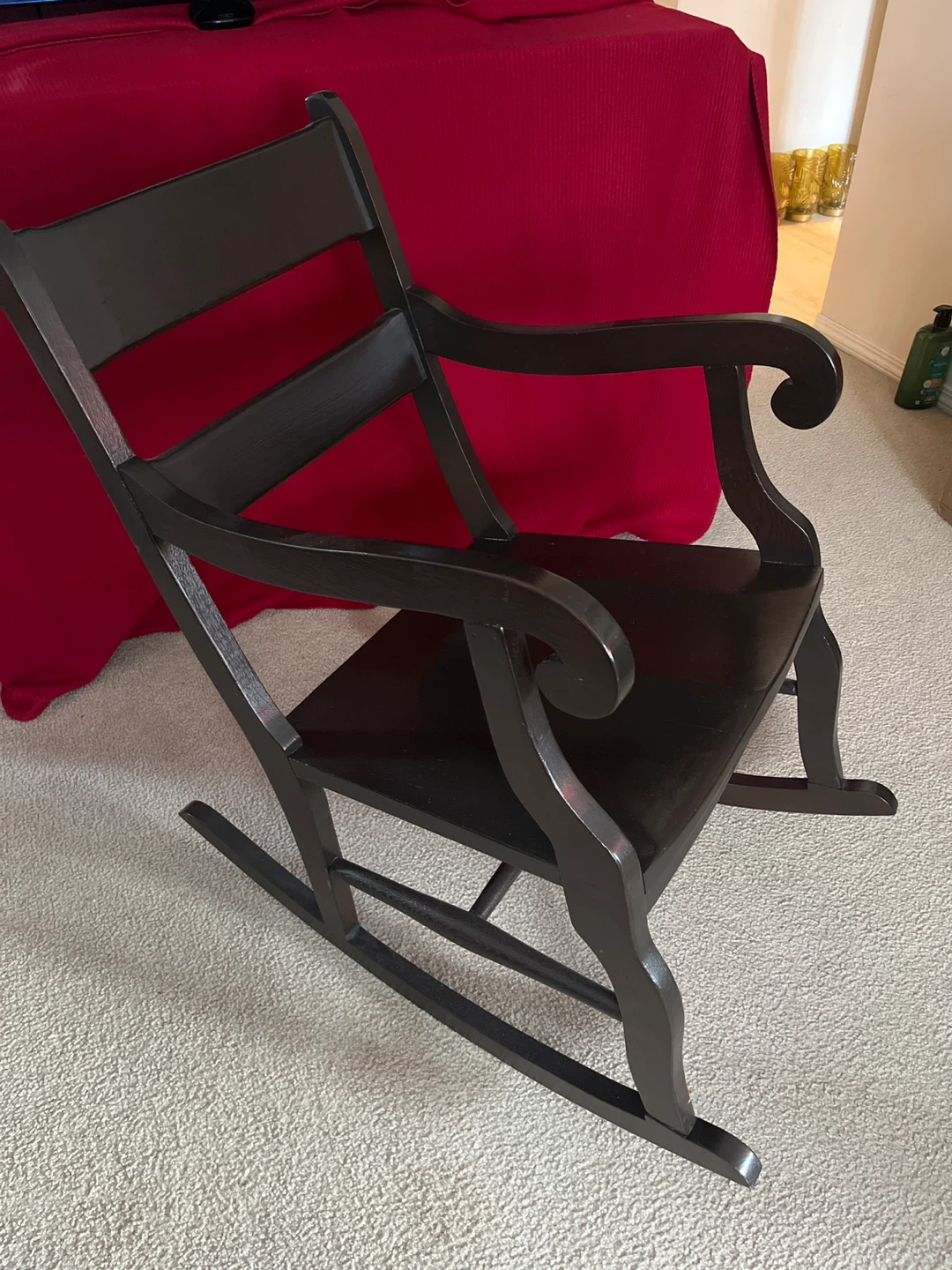 Vintage Dark Wood Rocking Chair - photo 4