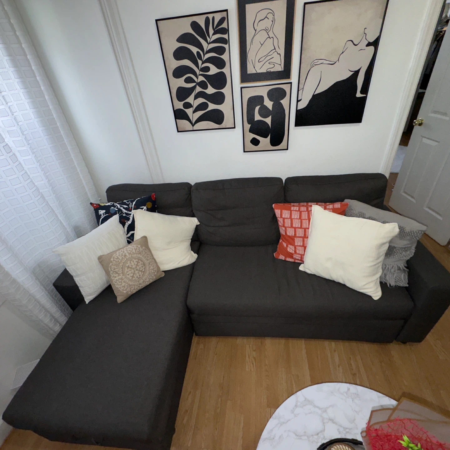 Dark Gray L-Shaped Sectional Sofa