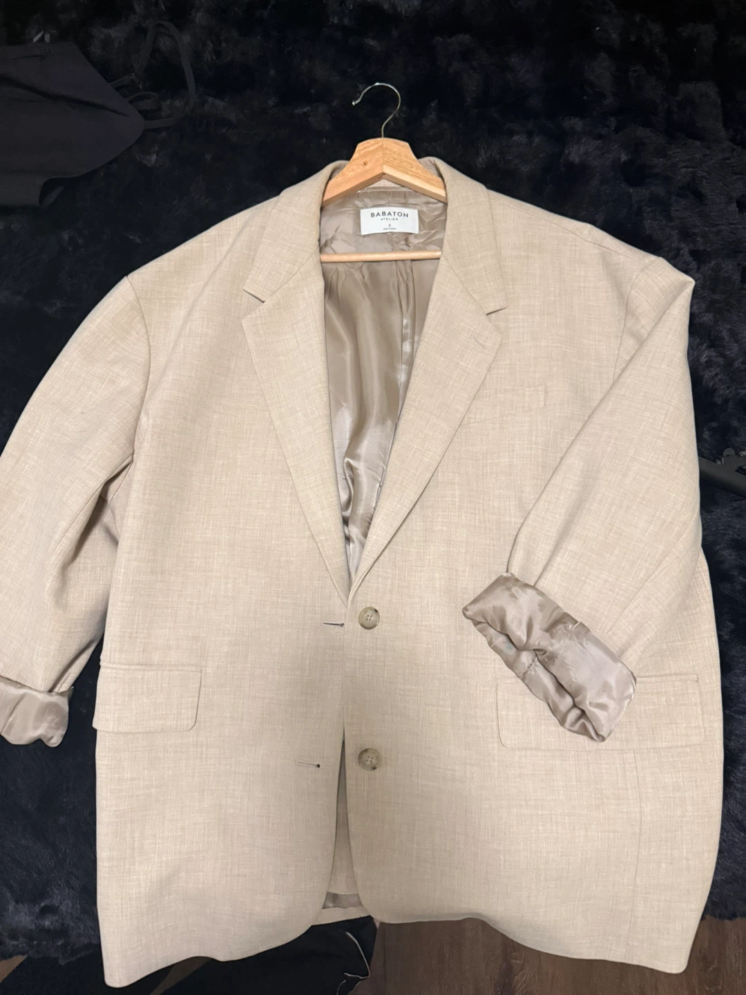 Babaton Atelier Beige Linen Blend Blazer Size 3