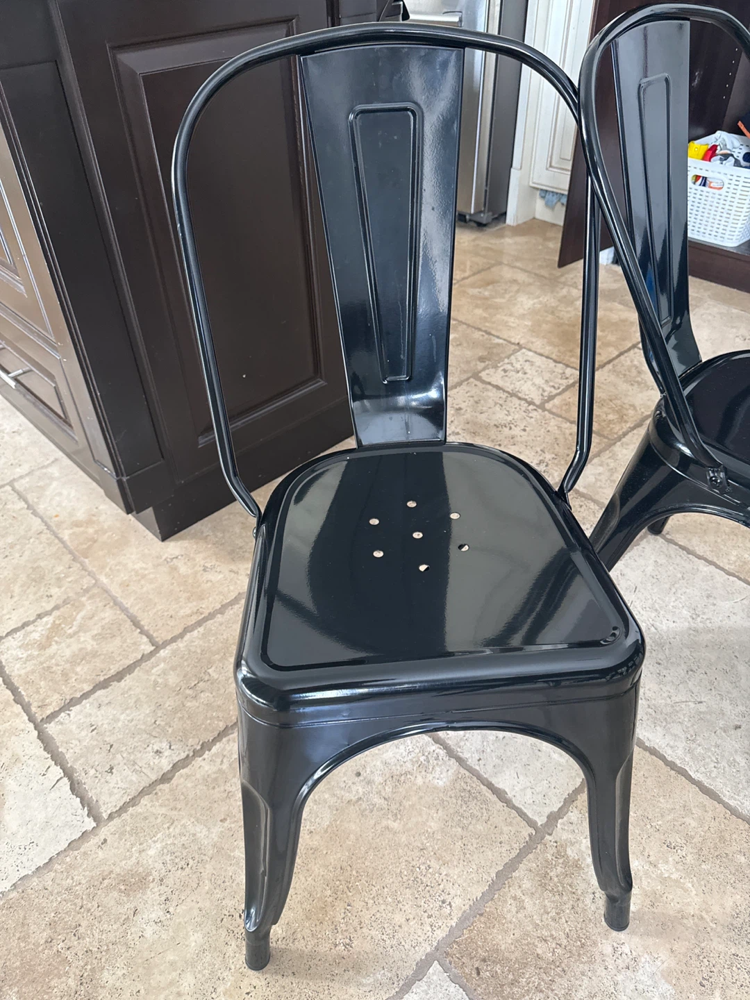 Set of 2 Black Metal Tolix Style Chairs - photo 2