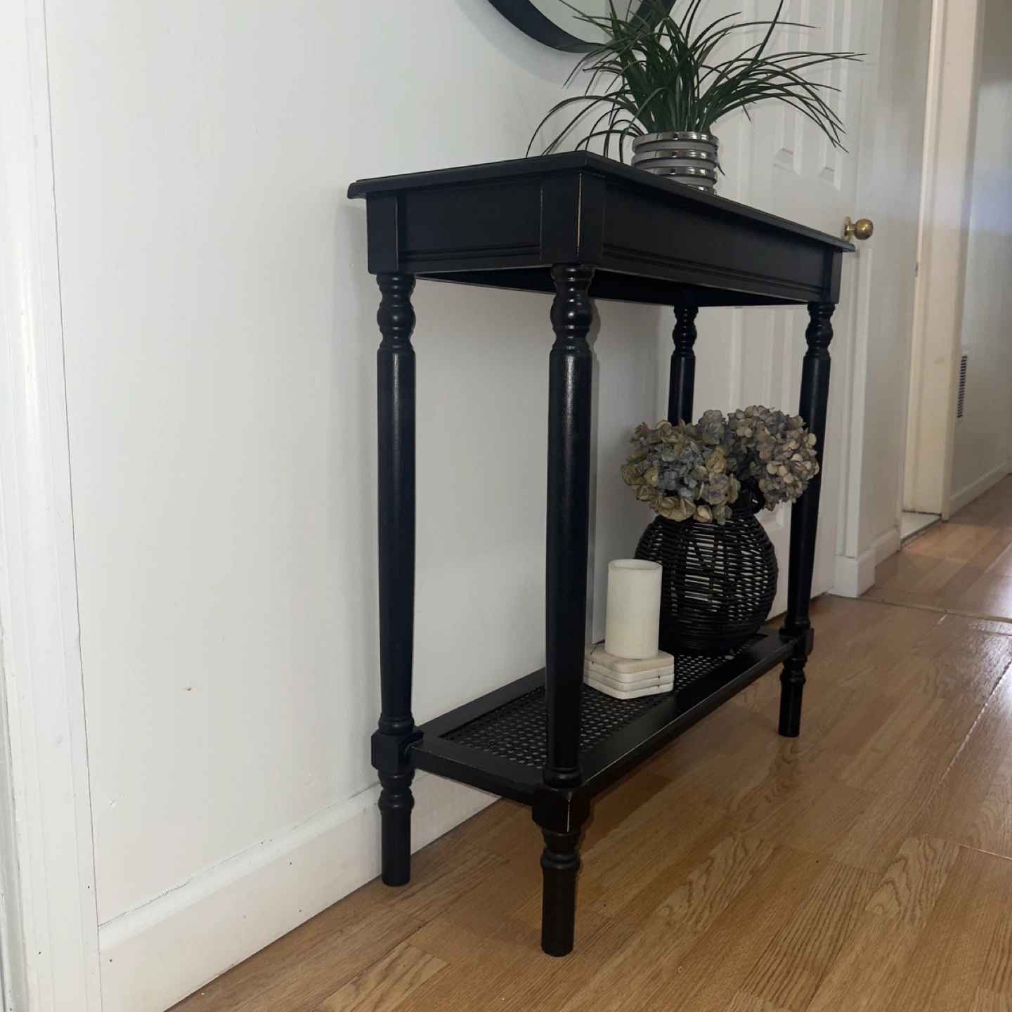 Black Console Table with Lower Shelf - photo 2