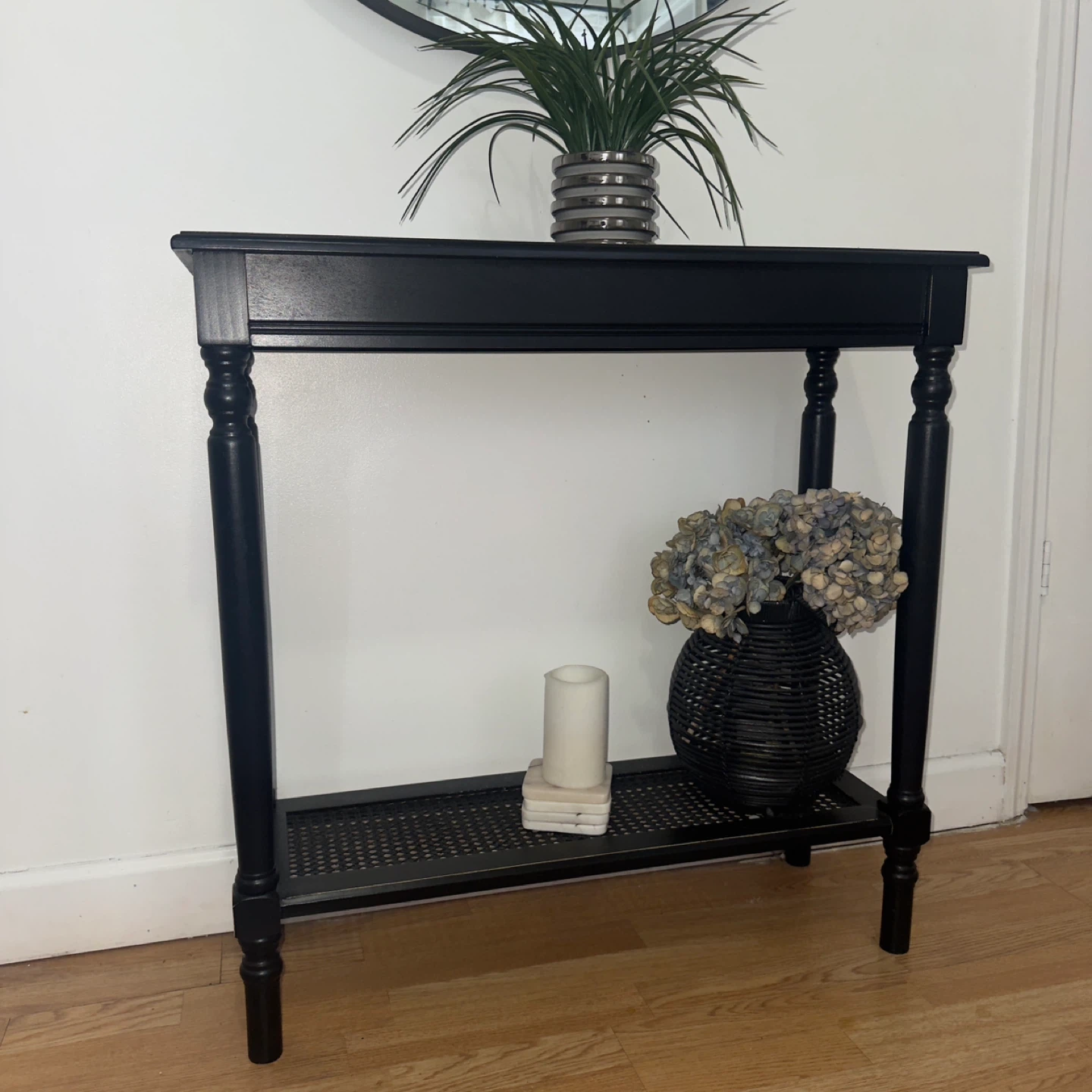 Black Console Table with Lower Shelf