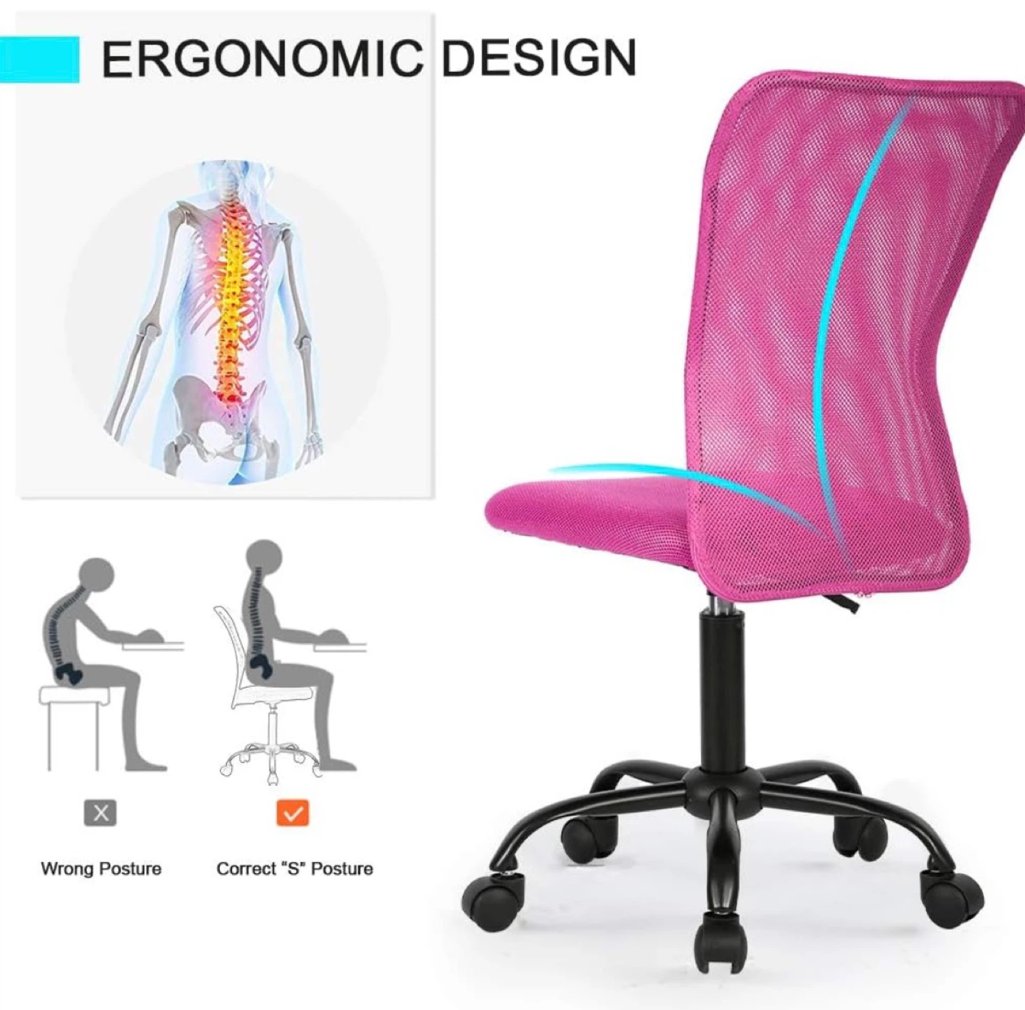 Pink Mesh Office Chair - photo 2