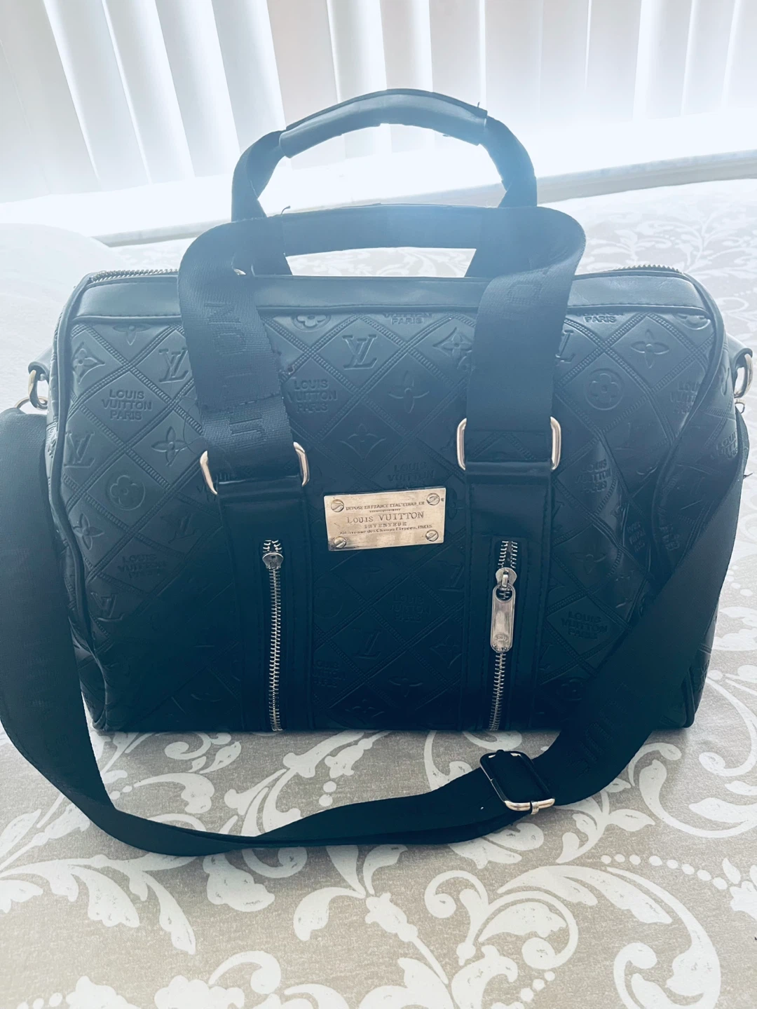 Louis Vuitton Black Embossed Damier Speedy Duffle Bag - photo 3