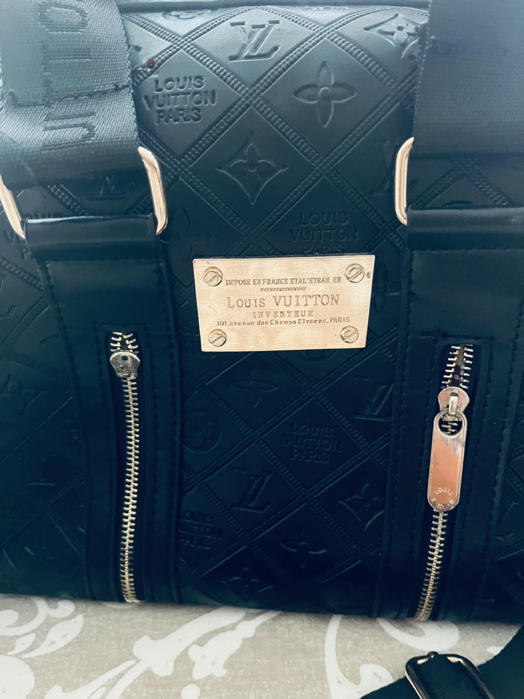 Louis Vuitton Black Embossed Damier Speedy Duffle Bag - photo 2