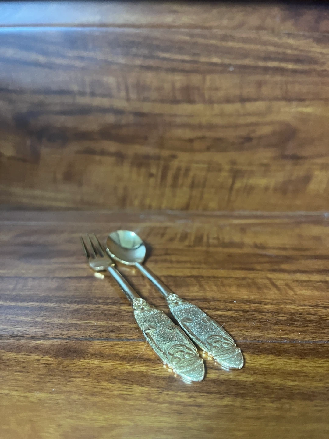 Gold Tone Decorative Spoon and Fork Set - photo 2