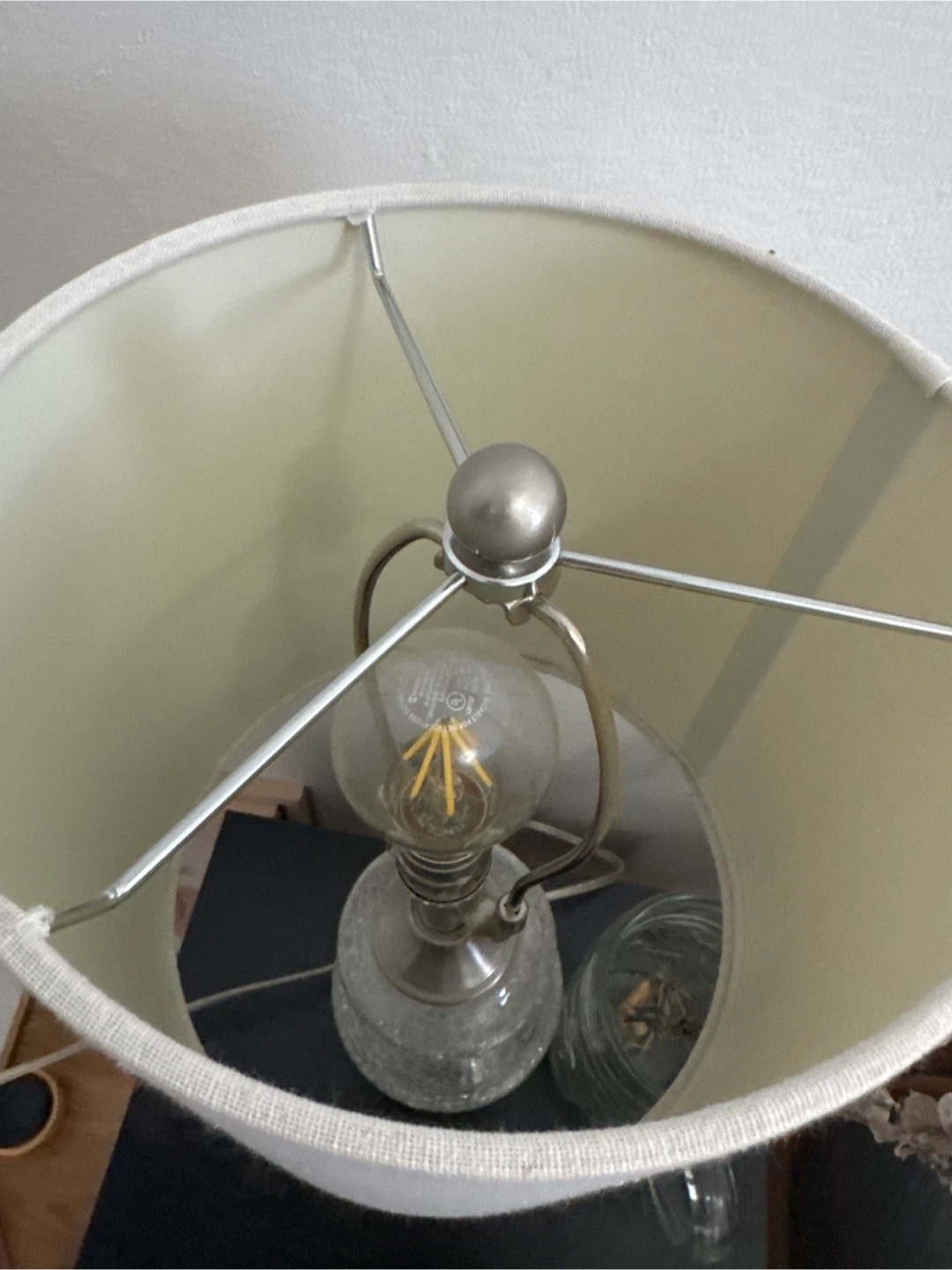 Clear Crackle Glass Table Lamp with White Shade - photo 2