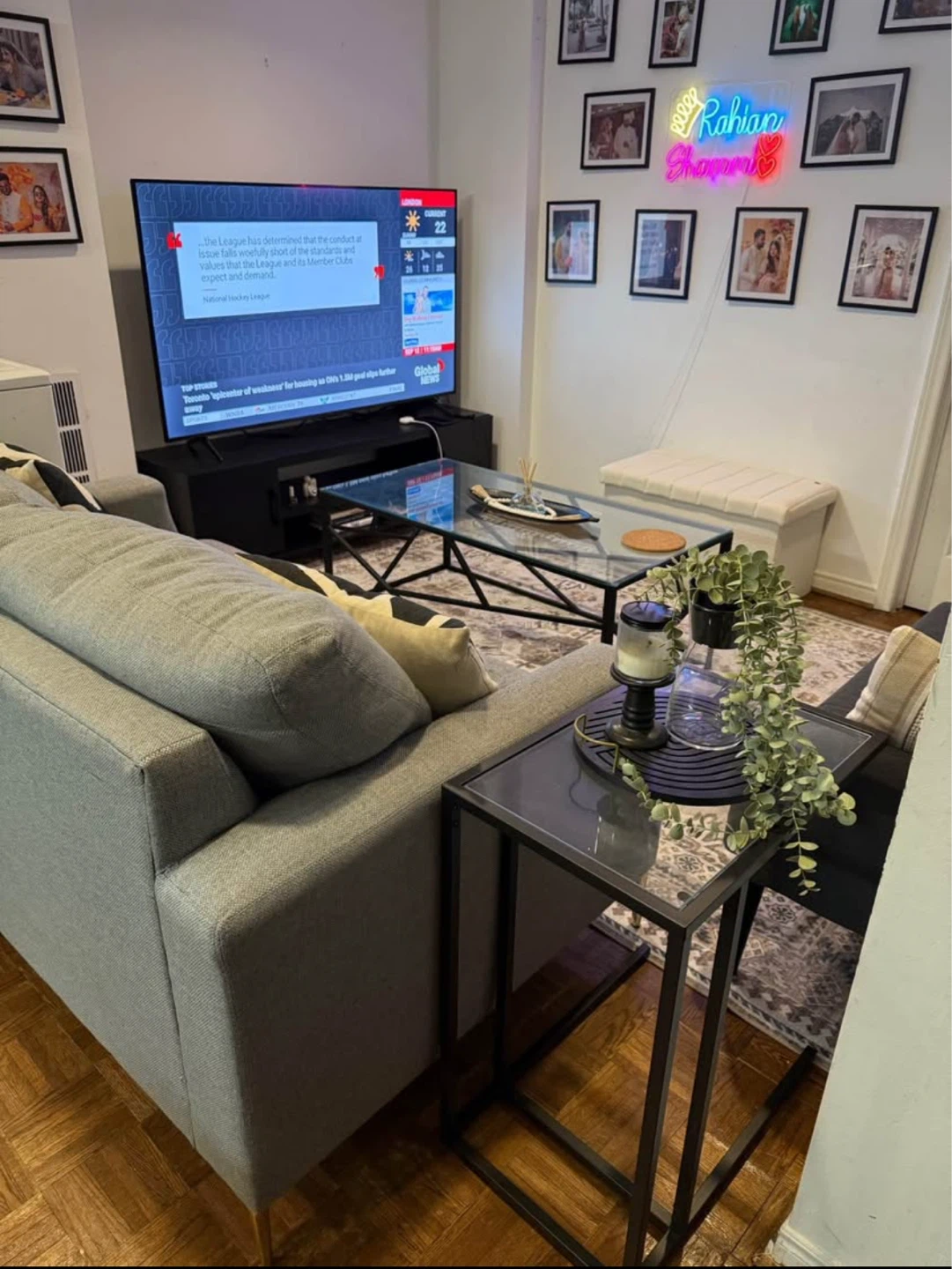 Grey Fabric Loveseat Sofa