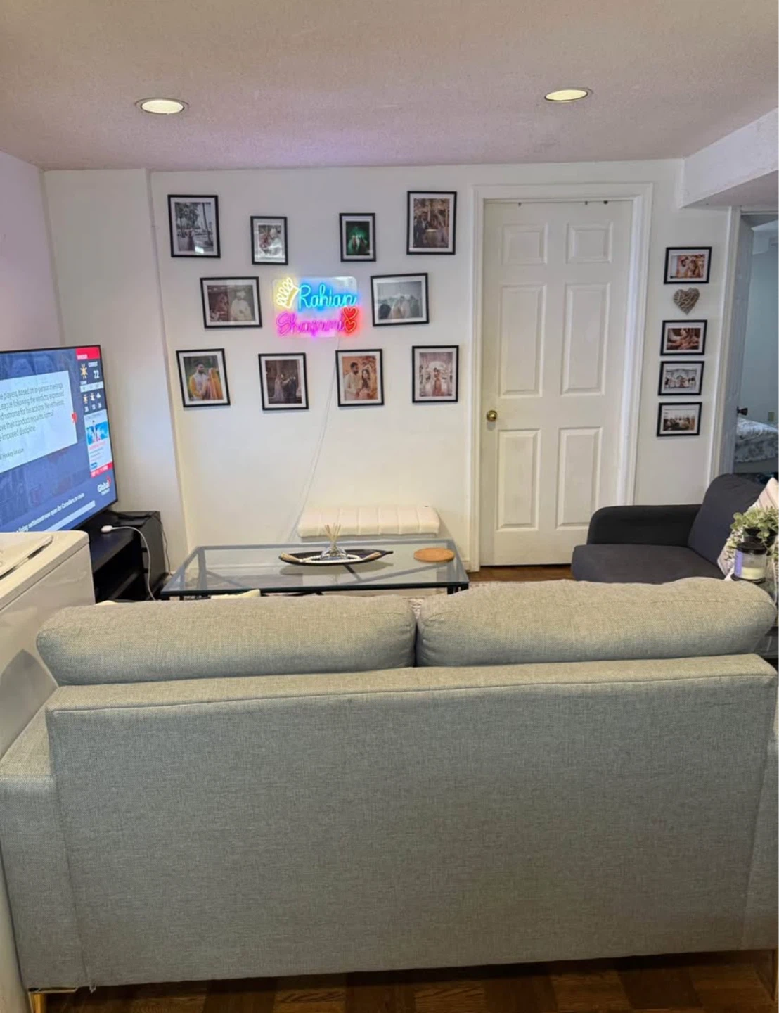 Grey Fabric Loveseat Sofa - photo 2