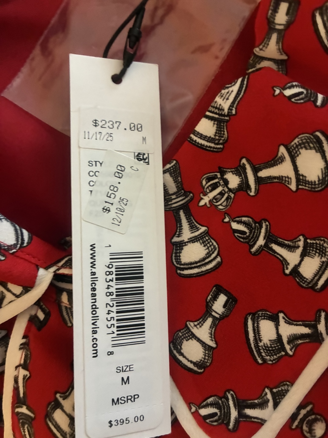 Alice + Olivia Red Chess Piece Top Size M - photo 2