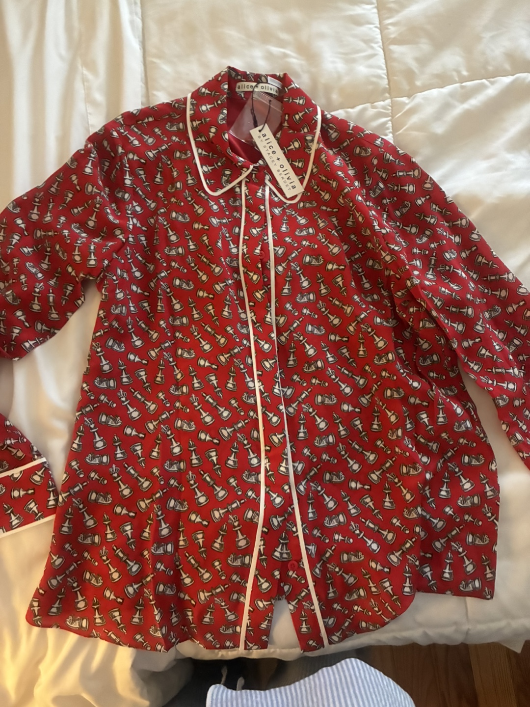 Alice + Olivia Red Chess Piece Top Size M