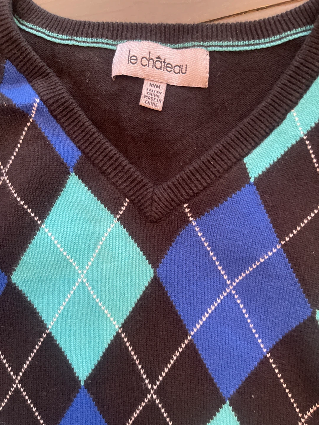 Le Château Argyle V-Neck Sweater Vest - M - photo 3