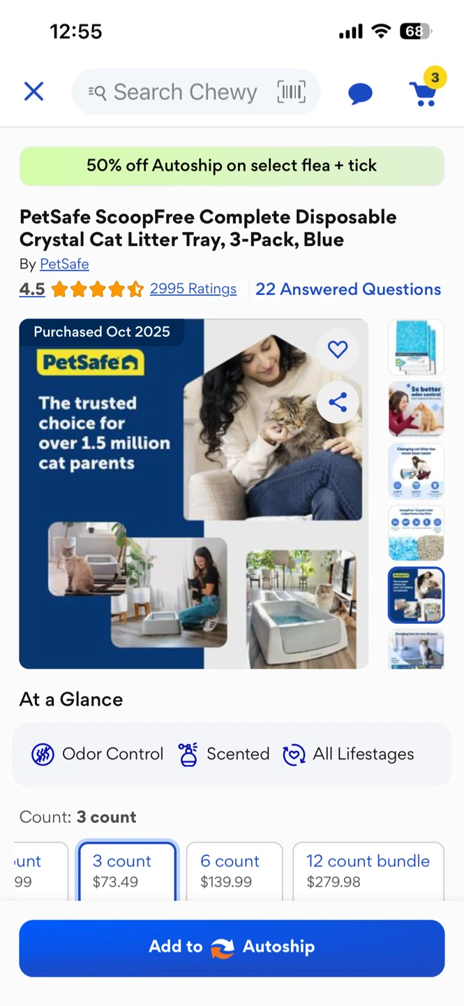 PetSafe ScoopFree  Disposable Cat Litter Tray, 3-Pack, Blue - photo 4