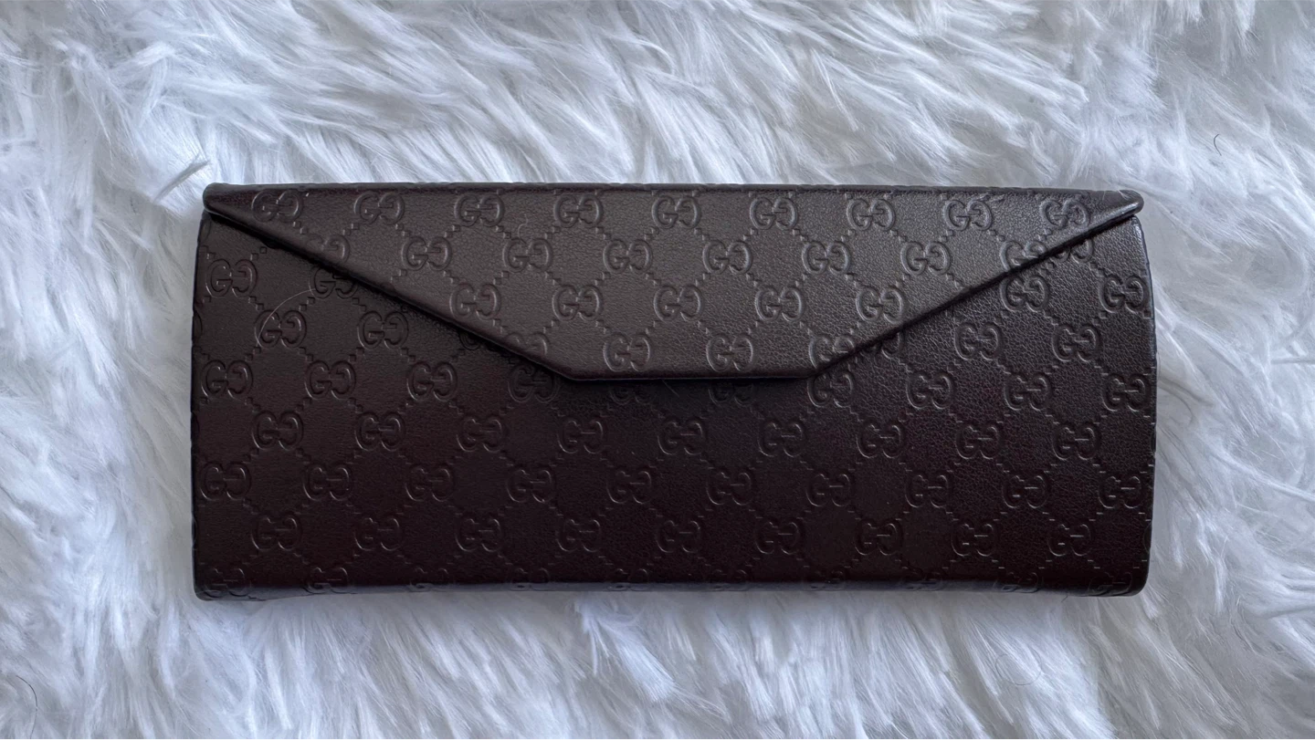 Gucci Brown Monogram Hard Shell Glasses Case