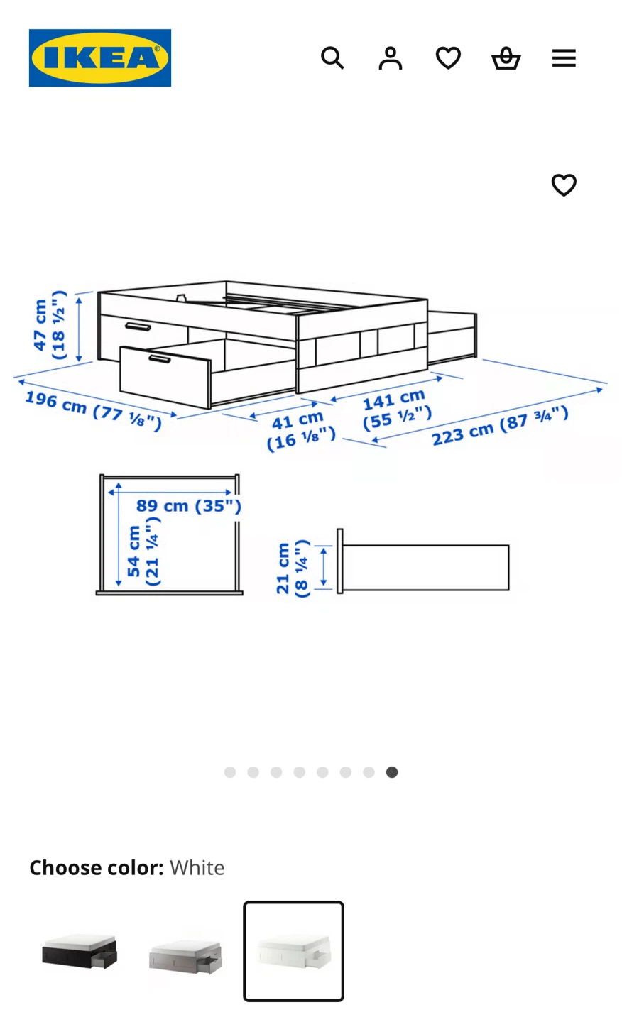 IKEA BRIMNES Bed frame with storage, Queen, White - photo 4