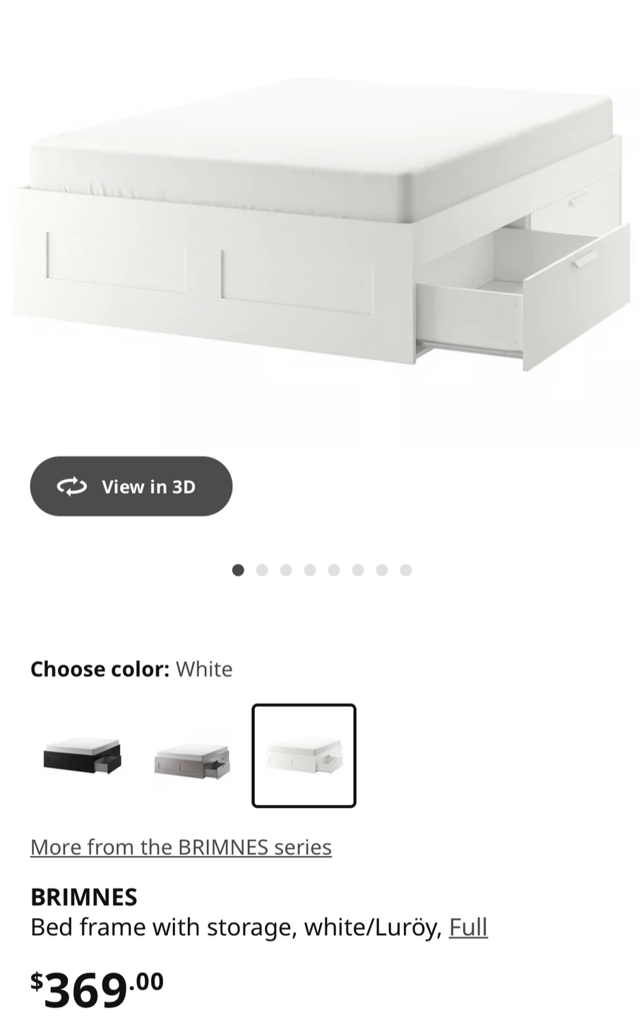 IKEA BRIMNES Bed frame with storage, Queen, White - photo 3