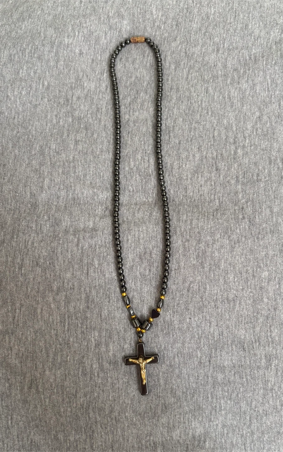 Beaded Necklace with Crucifix Pendant