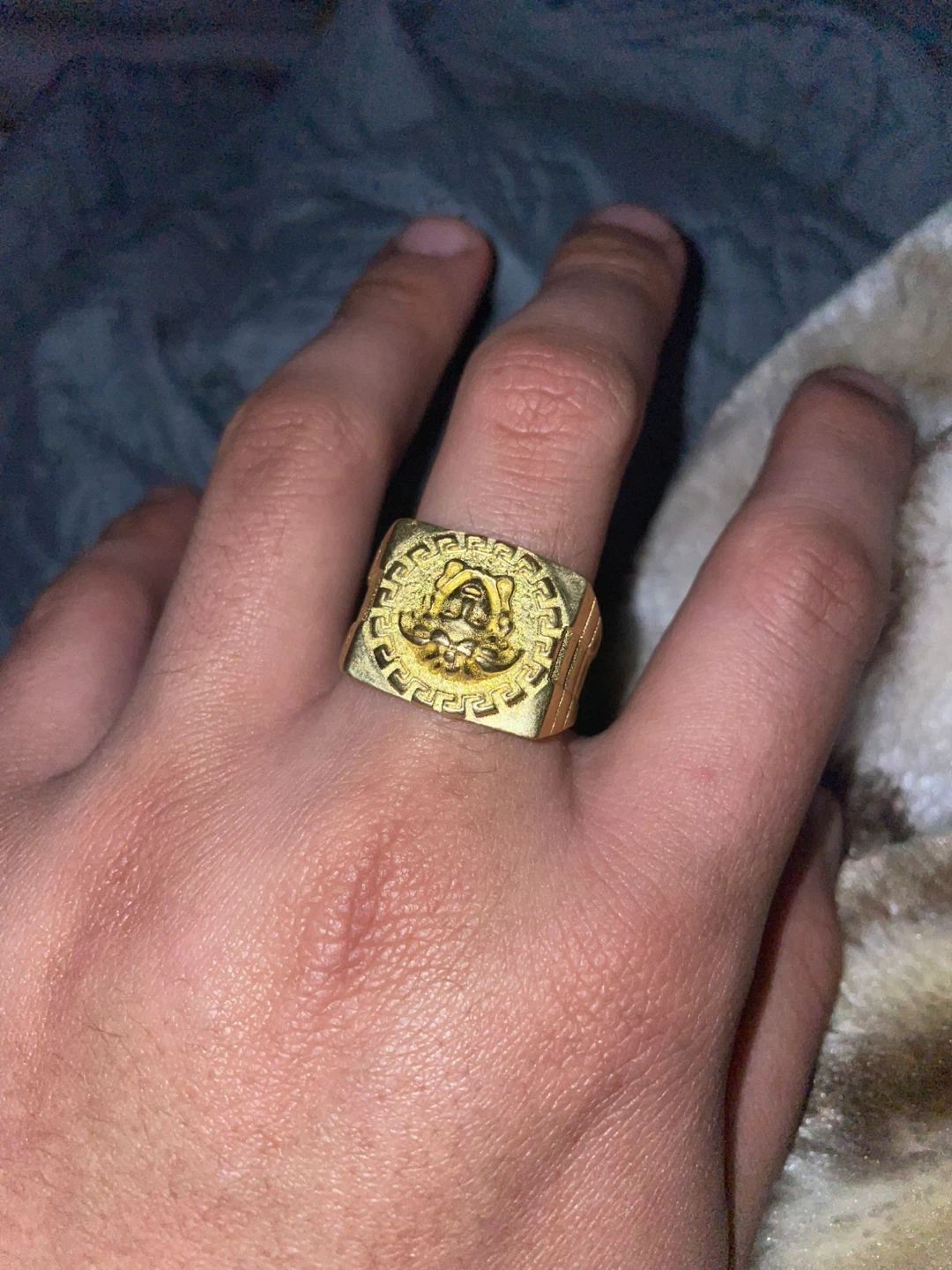 Gold plated copper medusa ring - photo 4