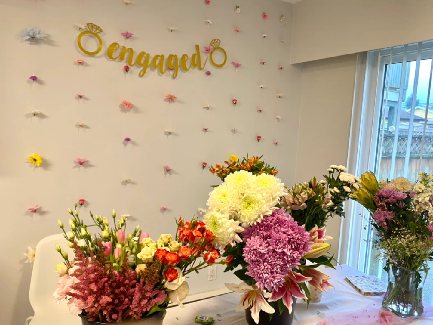 Wall Floating Flower Decor and Engaged Sign - photo 2