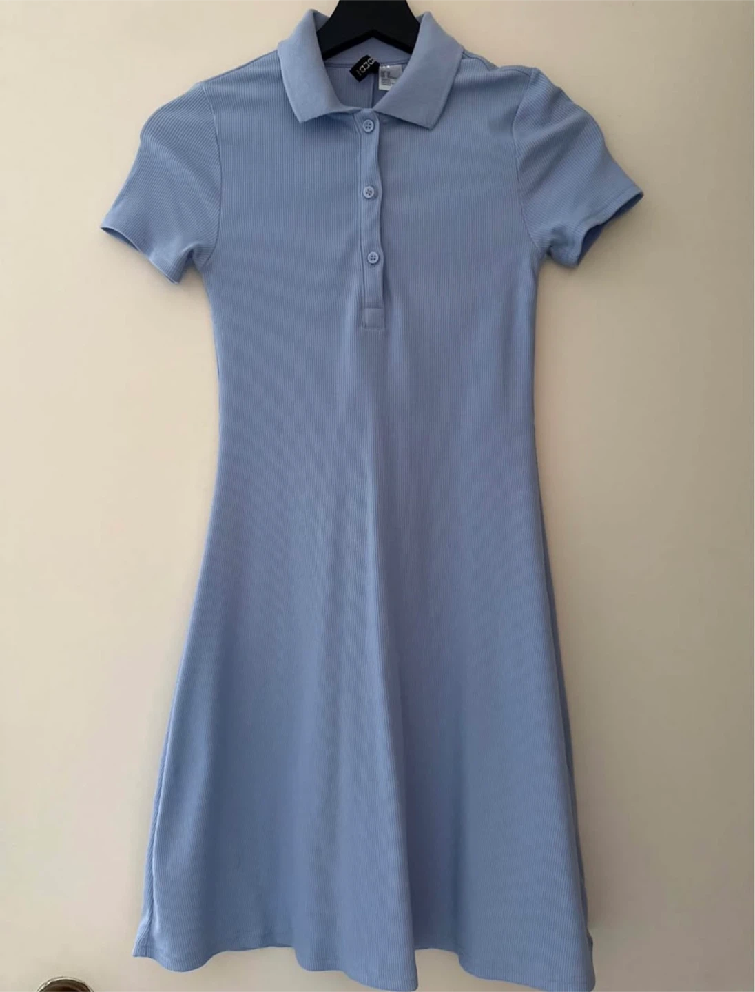 H&M Light Blue Ribbed Polo Dress - XS