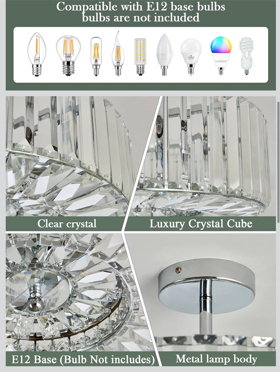 Modern Crystal Drum Chandelier Flush Mount Light Fixture - photo 3