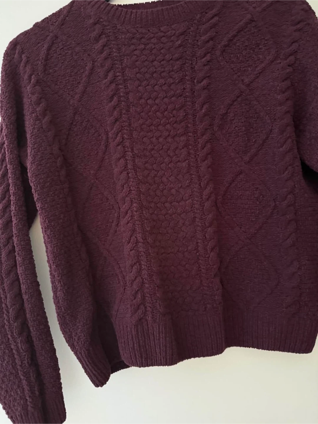 House Brand Burgundy Cable Knit Sweater - XS - photo 2