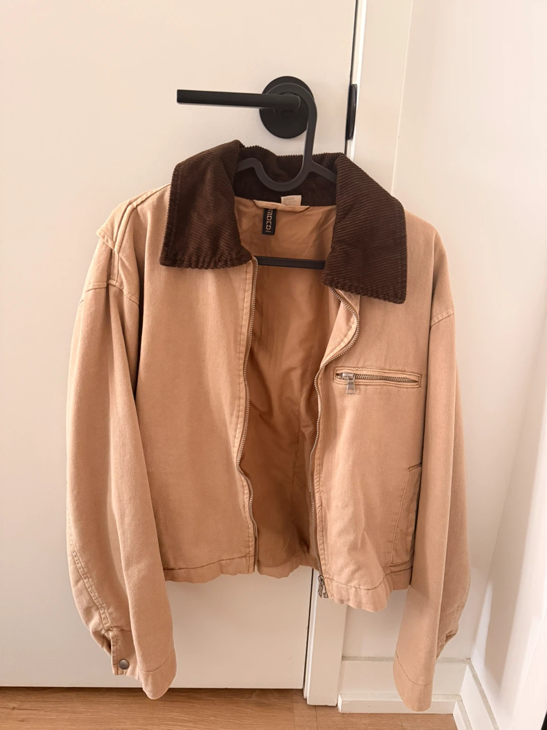 H&M Tan Corduroy Collar Bomber Jacket Size S