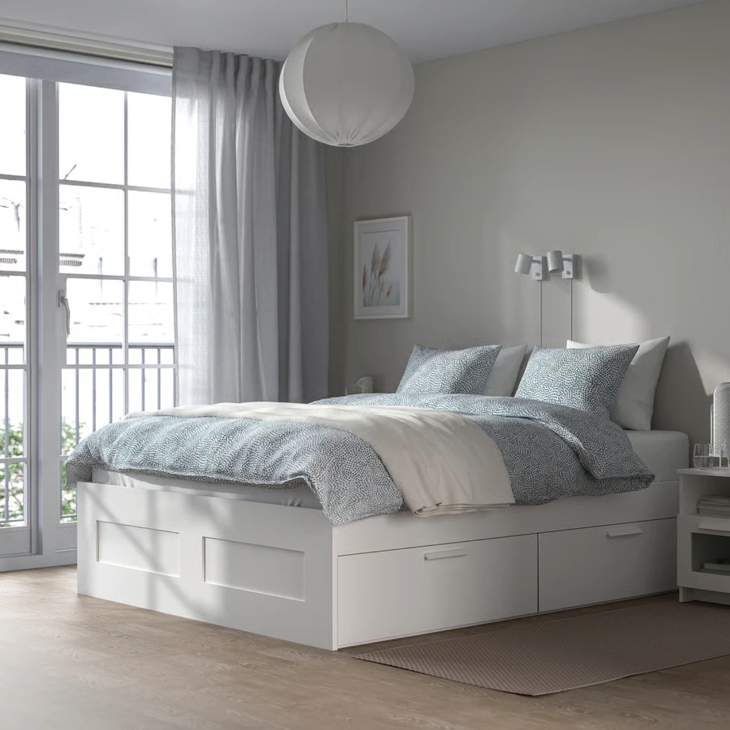 IKEA BRIMNES Bed frame with storage, Queen, White - photo 2