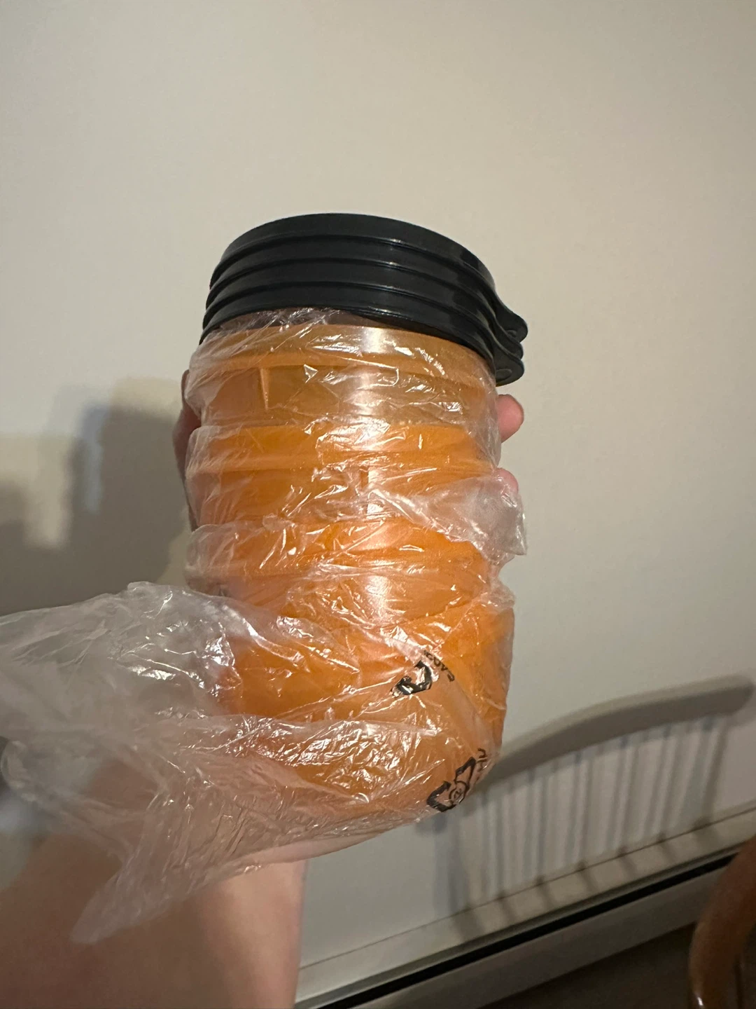 Tupperware Orange Storage Containers with Black Lids