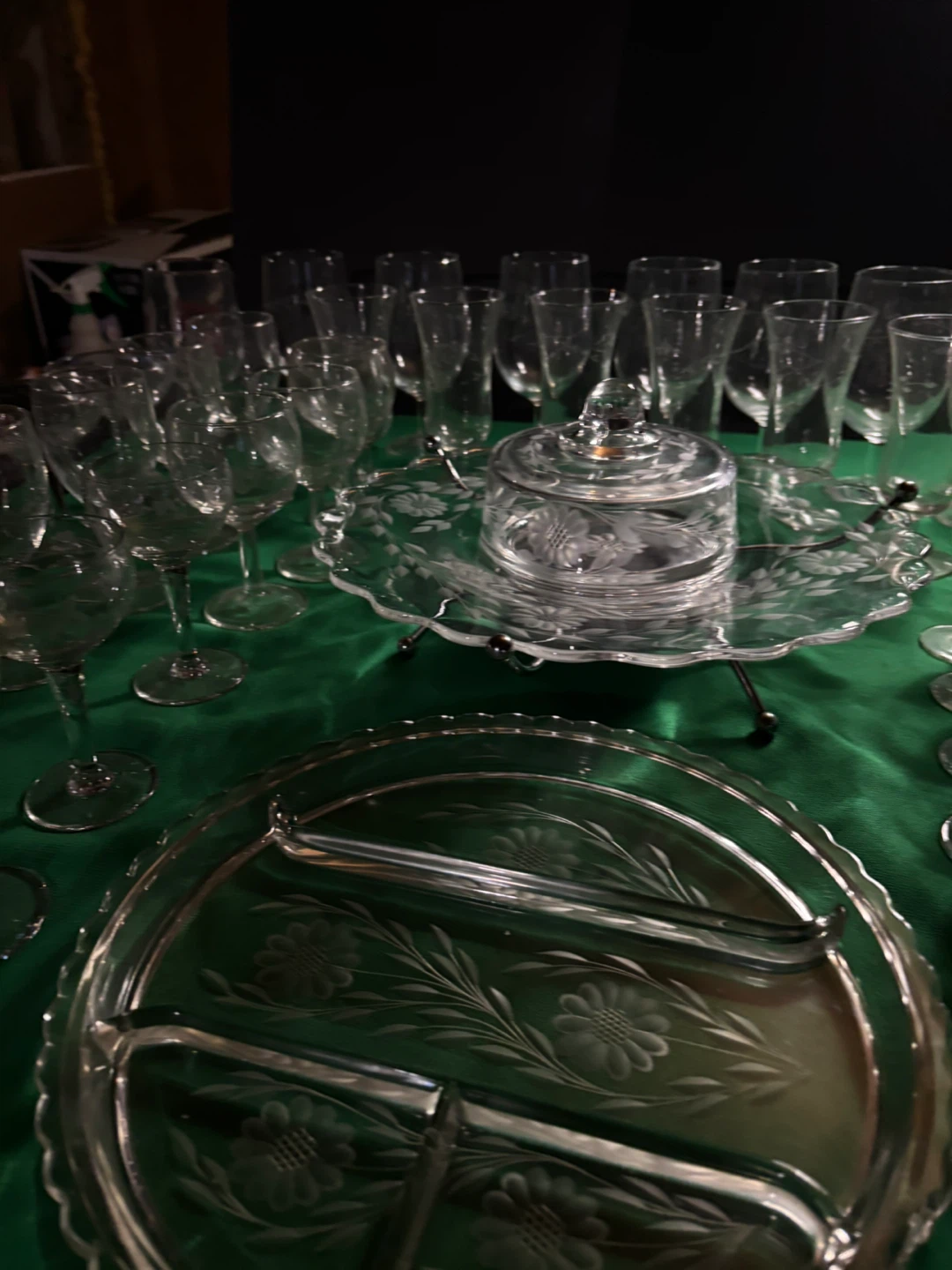 Vintage Glasses with Serving Platter with Dome and glasses - photo 2