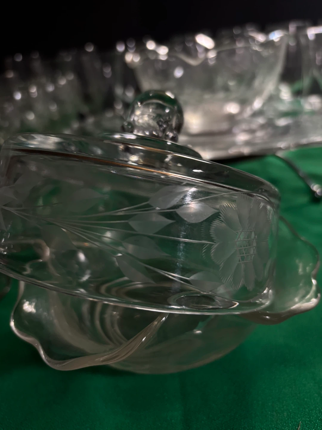 Vintage Glasses with Serving Platter with Dome and glasses