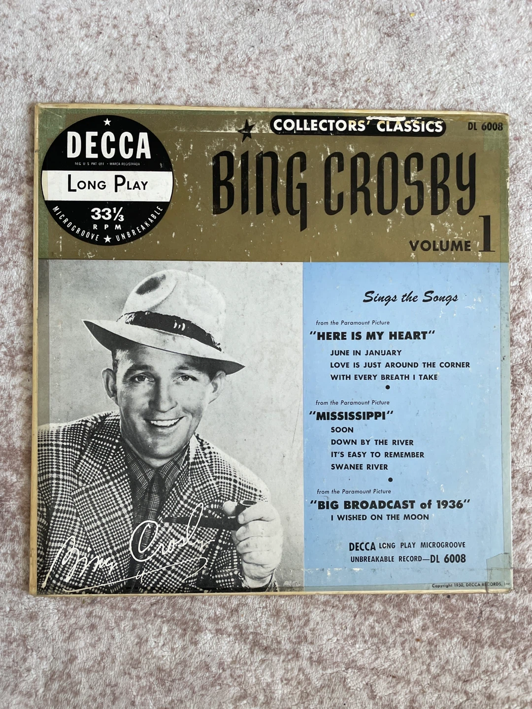 Bing Crosby - Volume 1 - Long Play Vinyl Record