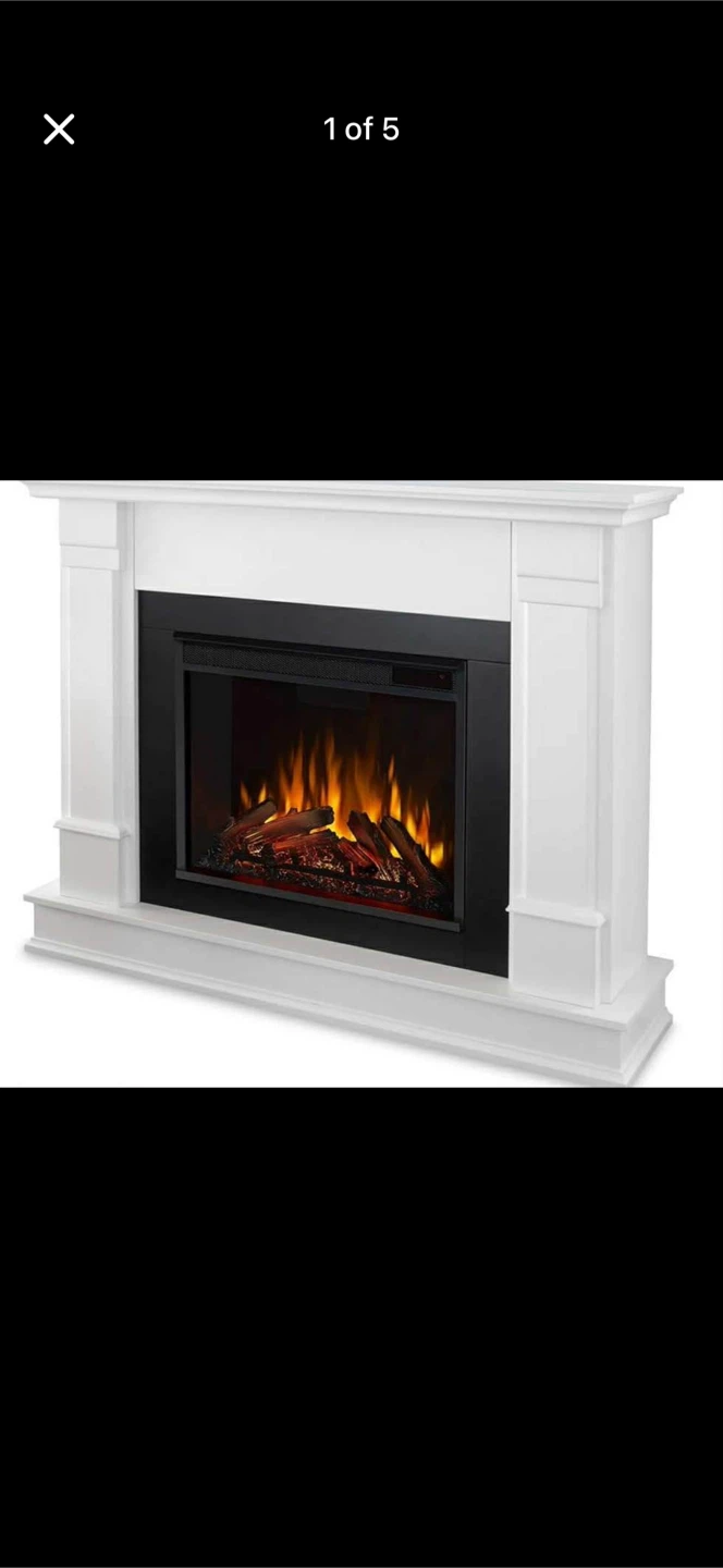 White Electric Fireplace Mantel