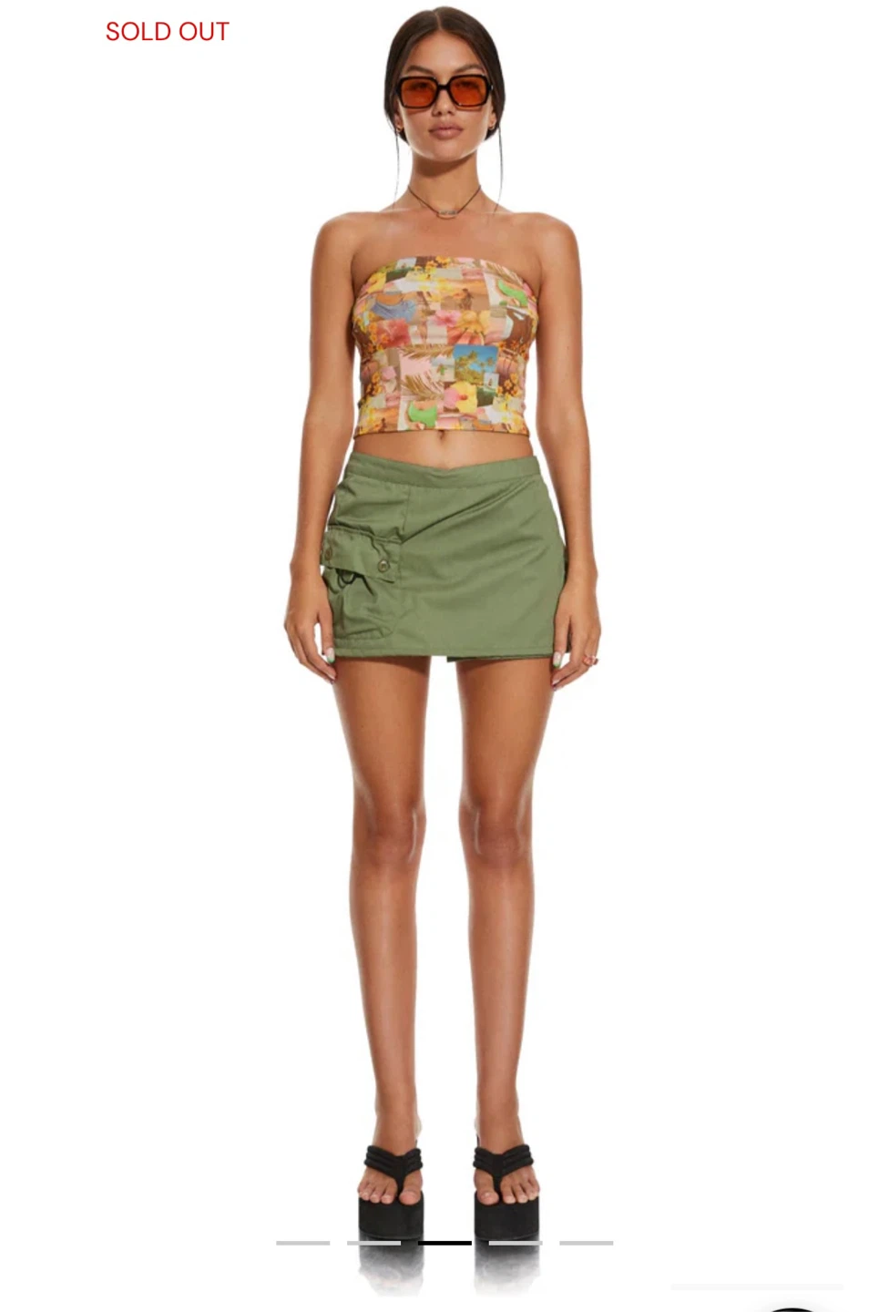 Mesh Collage Print Tube Top