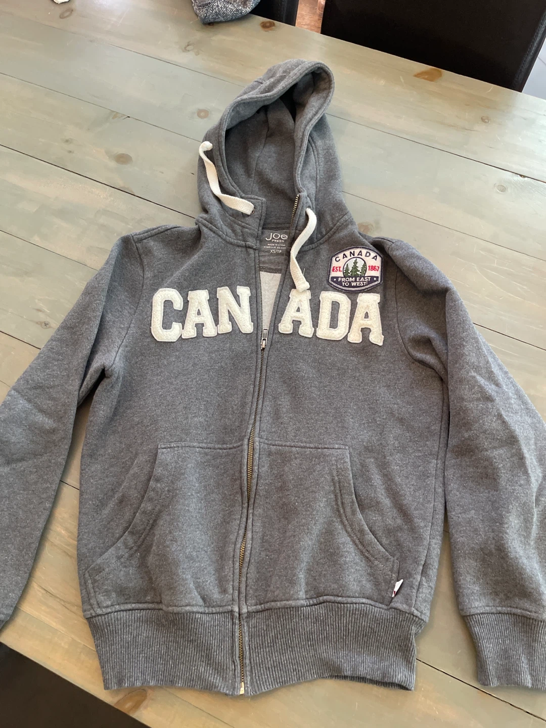 Joe Fresh CANADA Grey Zip-Up Hoodie XS/TP